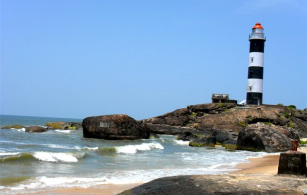 Kapu light house submerged in water after sea erosion